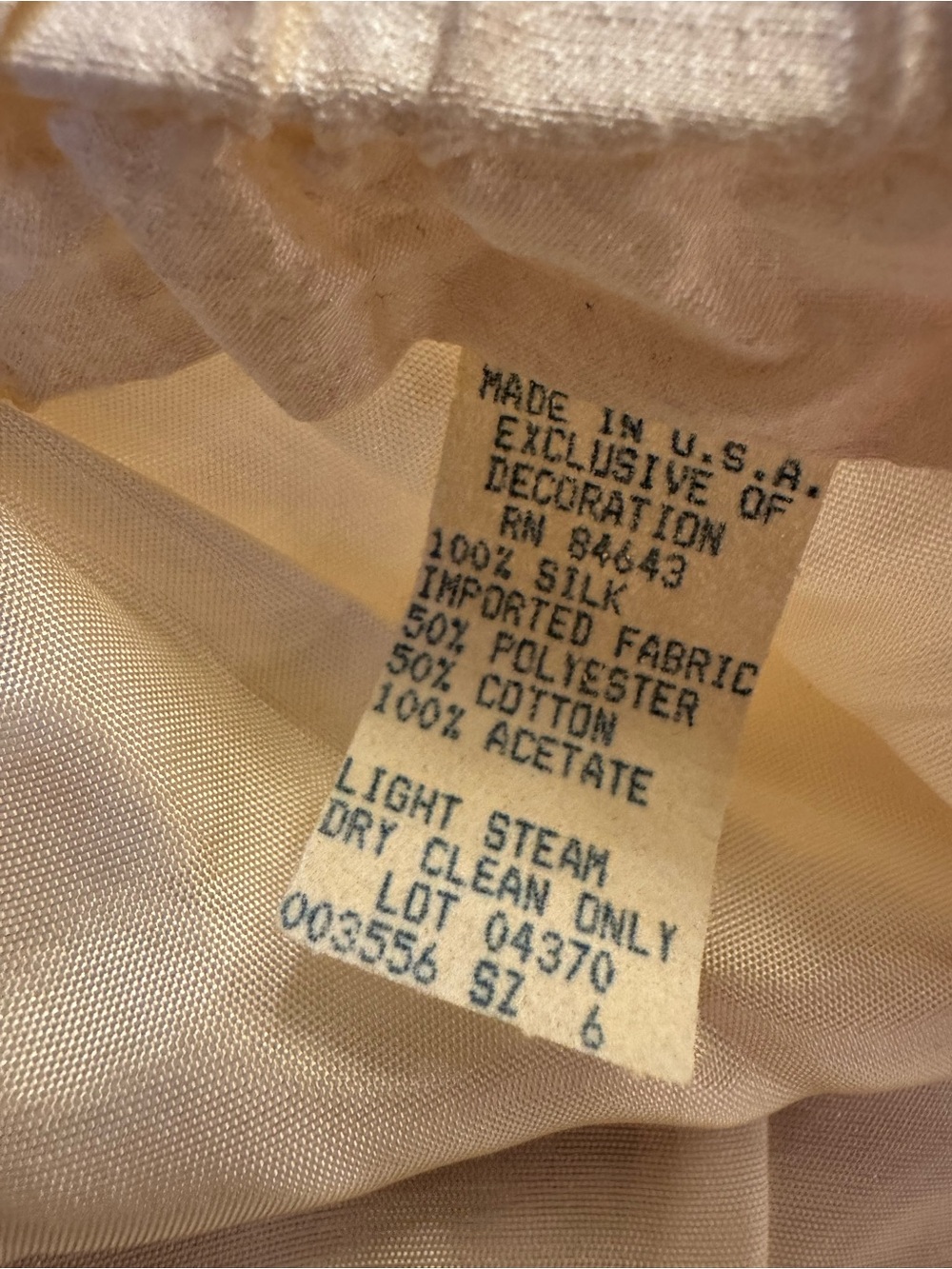 Vtg 90s Watters & Watters Silk Peplum Skirt Suit Cream Ivory Bridal Off Shoulder - Picture 13 of 15